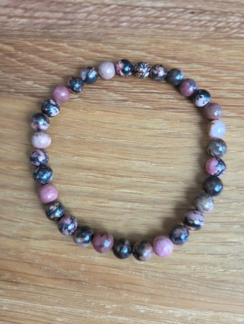 Pink Rhodonite Beaded Stretch Bracelet | Handmade